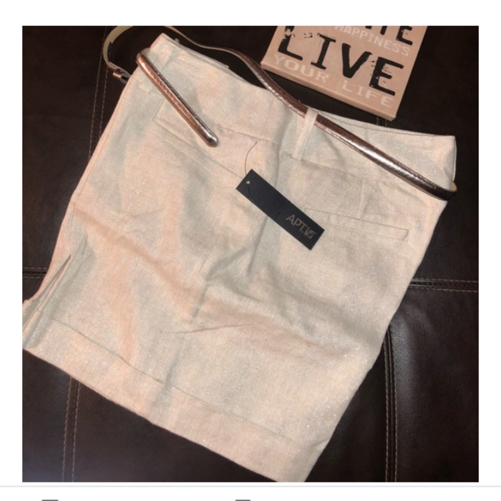 APT.9 95% Linen Metallic Dress Shorts Sz 10